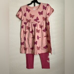Wonder Nation Pink Butterfly Kids Matching Babydoll Set size 7-NWT